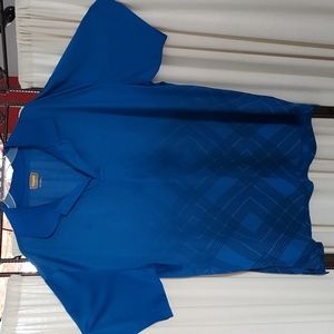 FOUNDRY SUPPLY Men's Polo style Golf Shirt, Blue Pattern, Big and Tall 3XL